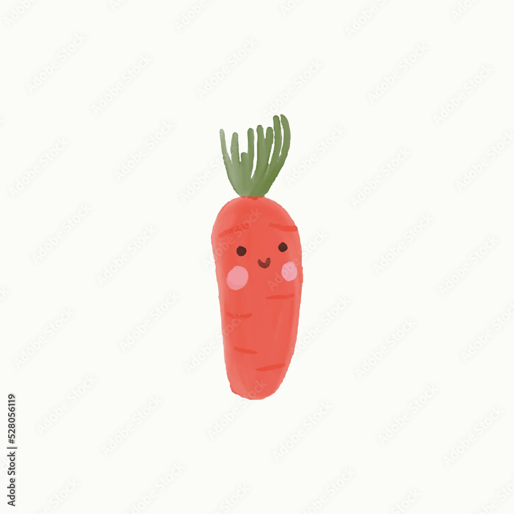 Vector flat illustration of pretty cartoon carrot isolated on white background Vector flat illustration of pretty cartoon carrot isolated on white background