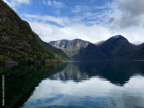 The Naeroyfjord in Norway (Nærøyfjord), UNESCO World Heritage Site. An arm of Sognefjord. Best Norway landscape photos, Most popular Norway tourist attractions, best Norway fjords