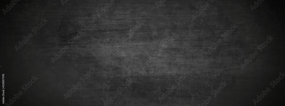 Dark black grunge textured concrete background. Panorama dark grey black slate background or texture. Vector black concrete texture. Stone wall background.	
