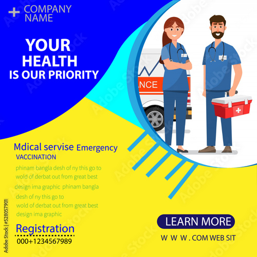 Modern healthcare and medical flyer design vector