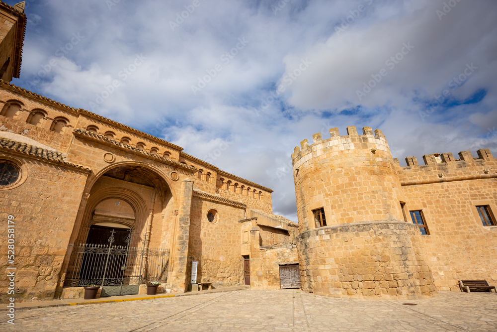 Church of La Muela and the castle of Monteagudo de las Vicarias town, province of Soria, Castile and León, Spain