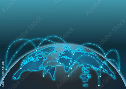 Blue World Map, continents of the planet, globalization, world communications, Social Network - stock vector