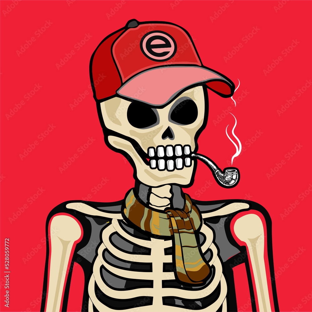 Skull Art, action figure of Skull with different fashion property used posses on colorfull background Skull Art, action figure of Skull with different fashion property used posses on colorfull background