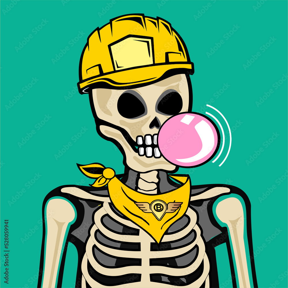 Skull Art, action figure of Skull with different fashion property used posses on colorfull background 
