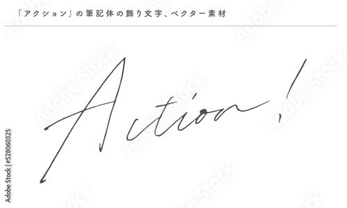 筆記体の優雅な飾り文字、アクション、ベクター素材、手書き
