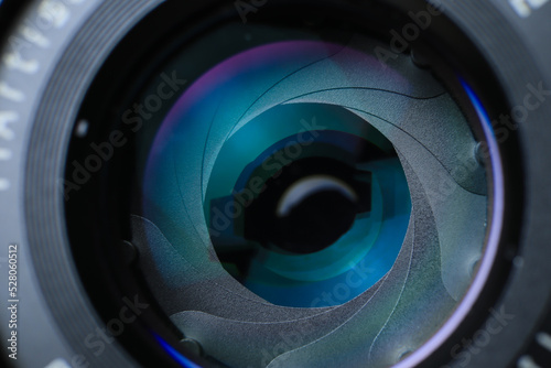 camera lens aperture close up
