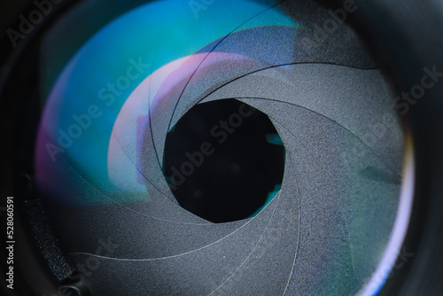 camera lens aperture close up