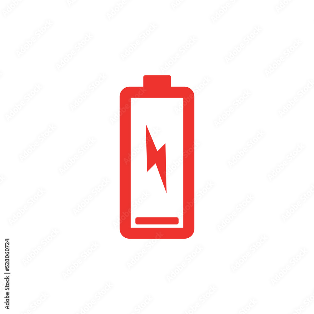 Flat vector icon of cell phone battery bar discharging, vector illustration. Flat vector icon of cell phone battery bar discharging, vector illustration.