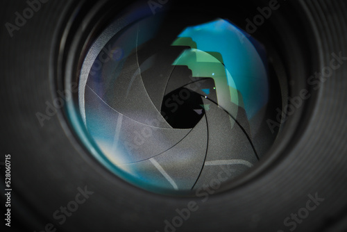 camera lens aperture close up