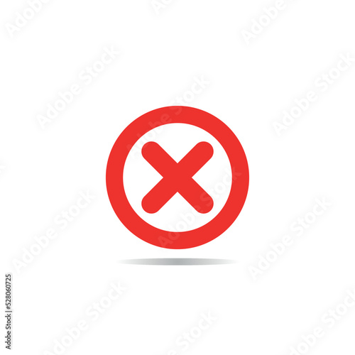 Incorrect sign vectorized flat icon in red color, vectorized refused mark.