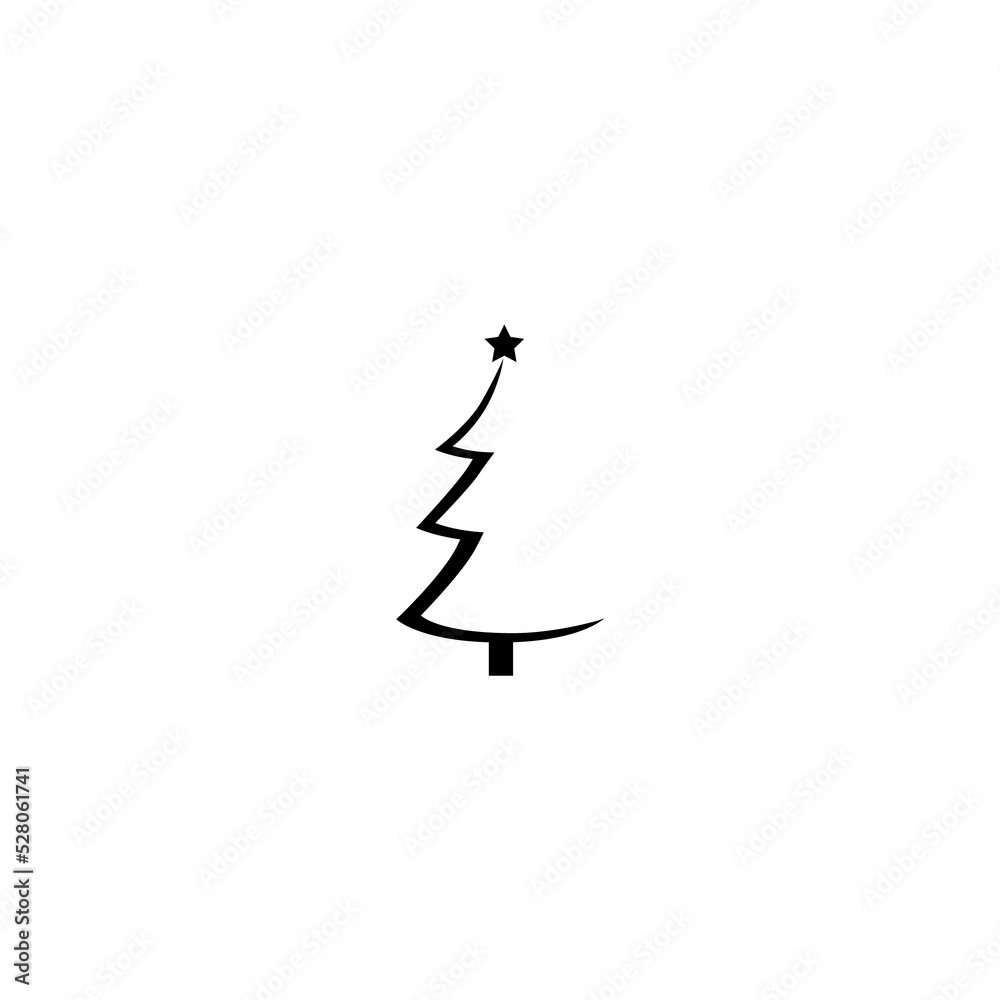 Christmas tree outline icon,  silhouette isolated on white background. Illustration.