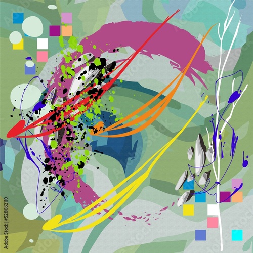 Fototapeta Naklejka Na Ścianę i Meble -  Abstract Digital  Graphic Art Painting unity and combined of Splash, brush stroke and  color composition Backgroung