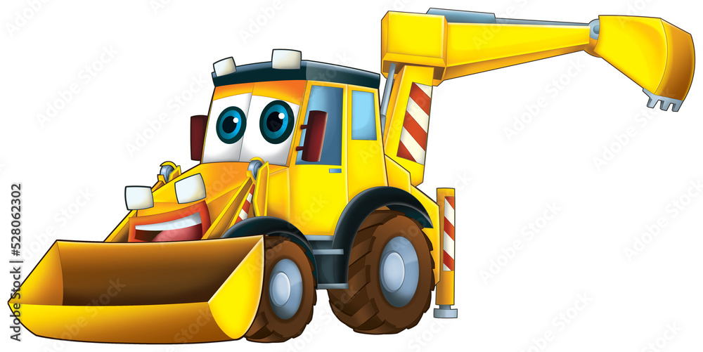 Naklejka premium Cartoon funny excavator isolated illustration for children