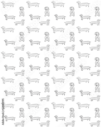 Seamless pattern with dachshund dog, dog poses dog breed, seamless pattern background.