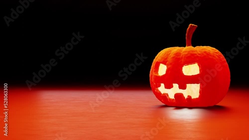 Halloween pumpkin loop animation on black background 3d
