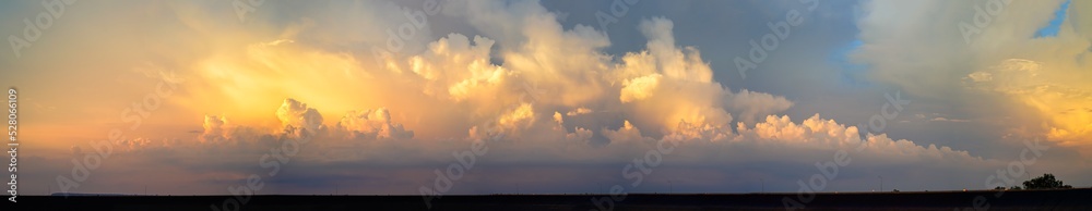 Panorama of Dramatic vibrant color with cloud of sunrise