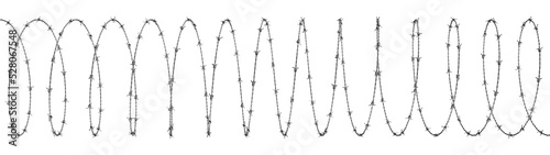 Spiral of Barbed Wire. Front View. 3D Illustration