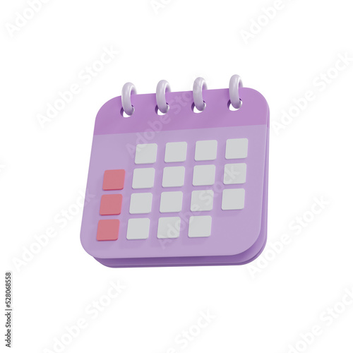 3D render minimal note icons isolate. Blank paper icons. calendar date icon. 3D rendering.