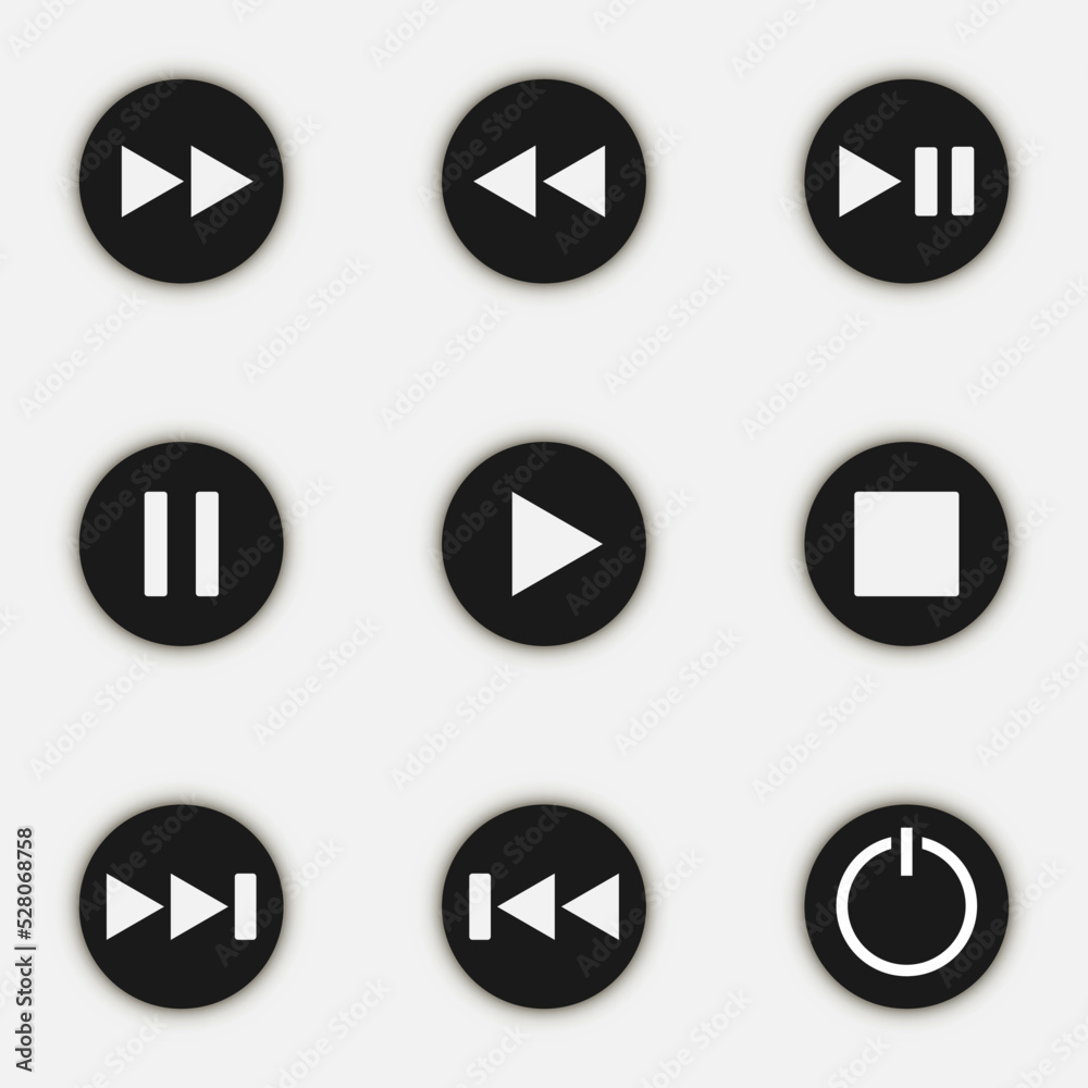Media Player Black Buttons set. Vector illustration. Media Player Black Buttons set. Vector illustration.
