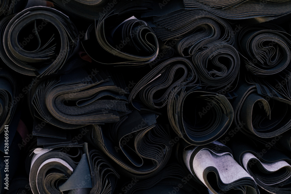 Texture of fabric rolls edges Texture of fabric rolls edges