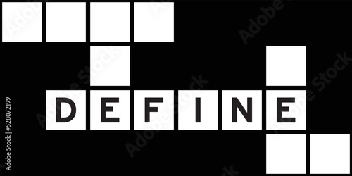 Alphabet letter in word define on crossword puzzle background