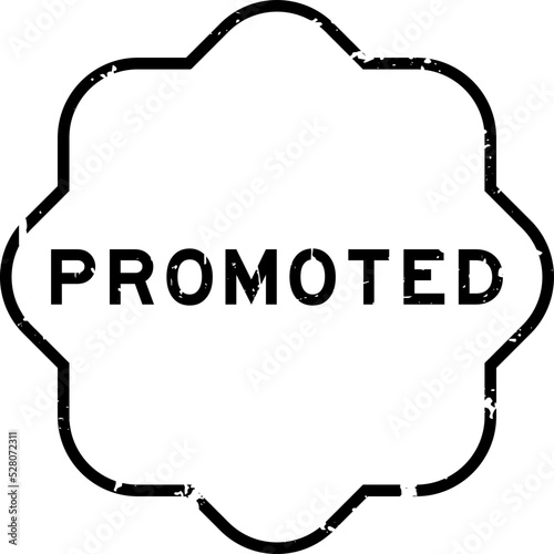 Grunge black promoted word rubber seal stamp on white background