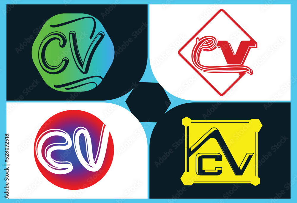 CV letter logo and icon design template CV letter logo and icon design template