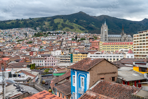 street view of quito old town, ecuador