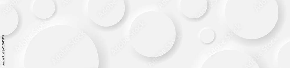 Grey white minimal circles abstract geometry background. Vector banner design - obrazy, fototapety, plakaty 