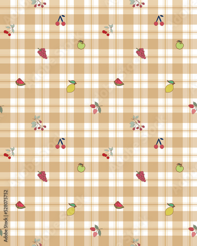 FRUITS CHECK KITCHEN REPEAT SEAMLESS PATTERN VECTOR