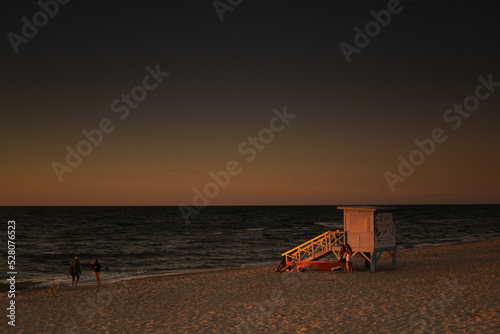 sandy beach by the baltic sea at night in summer in POland 