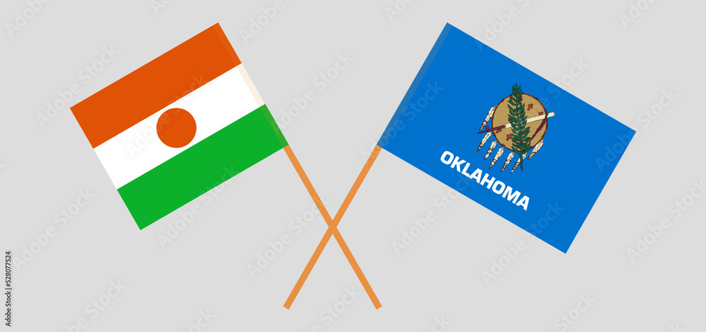 Crossed flags of Niger and The State of Oklahoma. Official colors. Correct proportion Crossed flags of Niger and The State of Oklahoma. Official colors. Correct proportion