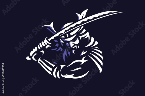 Illustration of Samurai Holding a Sword
