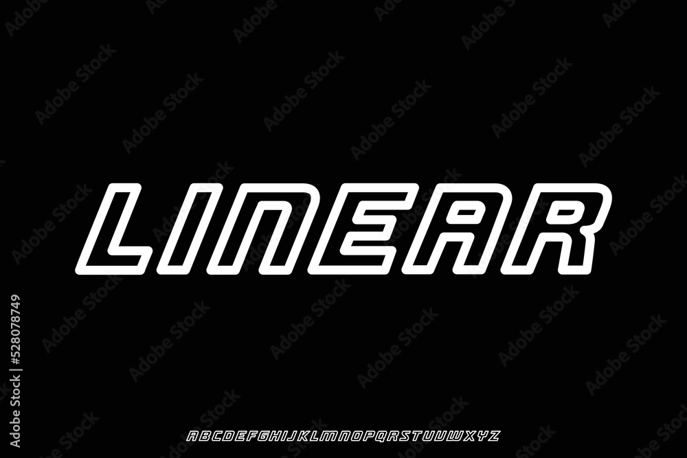 Bold linear outline retro style font vector