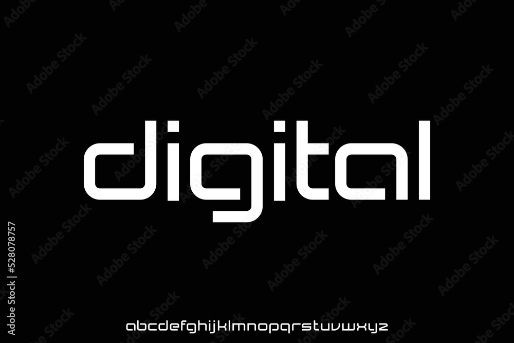 Fototapeta premium Unique modern digital display font vector