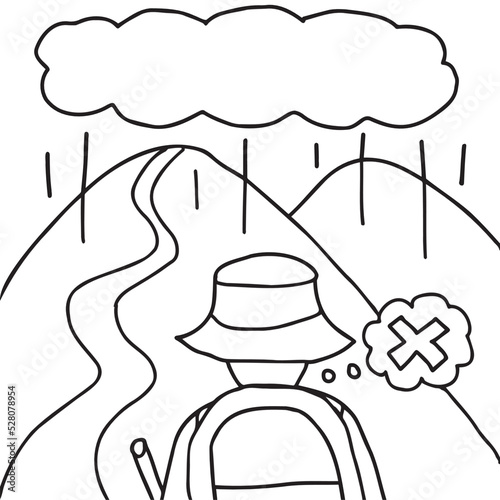 山登り雨天中止線画