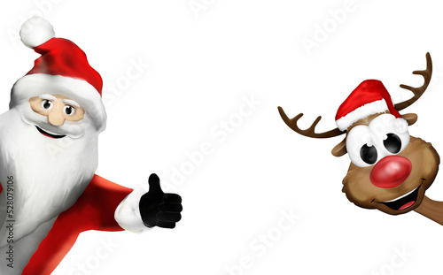 Santa Claus and Deer cartoo...