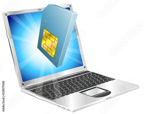 Phone SIM card icon laptop ...