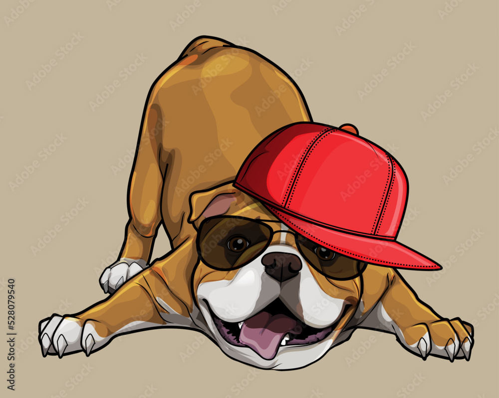 dog with cap vector cartoon illustration Stock Vector Adobe Stock