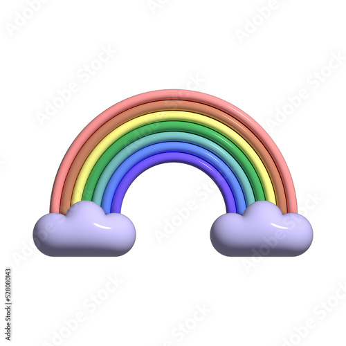 Happy rainbow 3D rendering transparent background