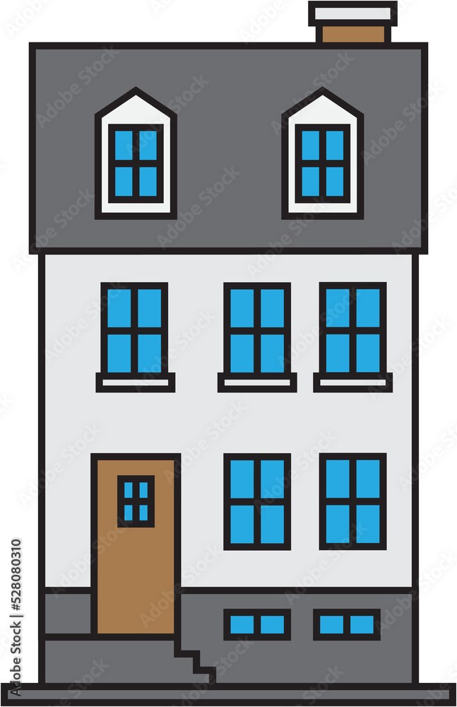 Naklejka premium outline drawing house front elevation view.