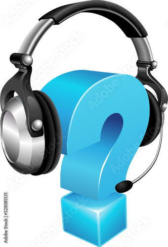 Question mark wearing headset