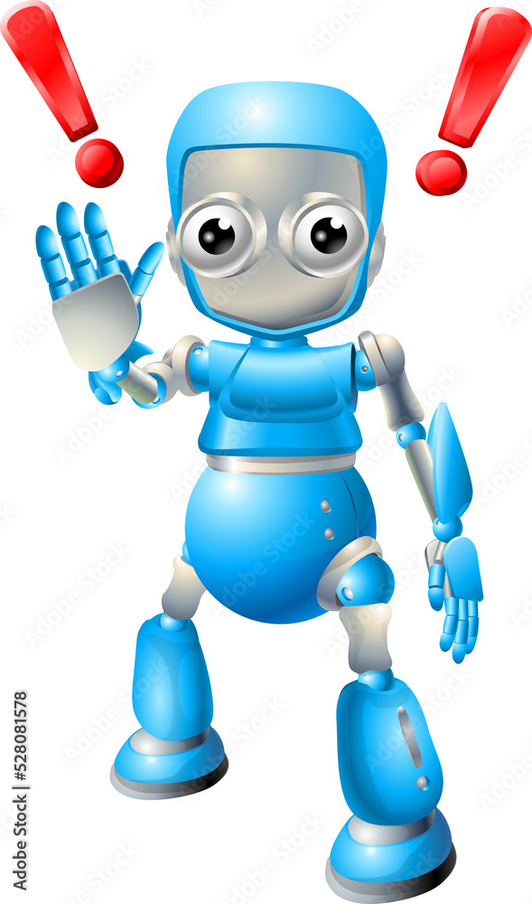 Cute robot character caution Cute robot character caution