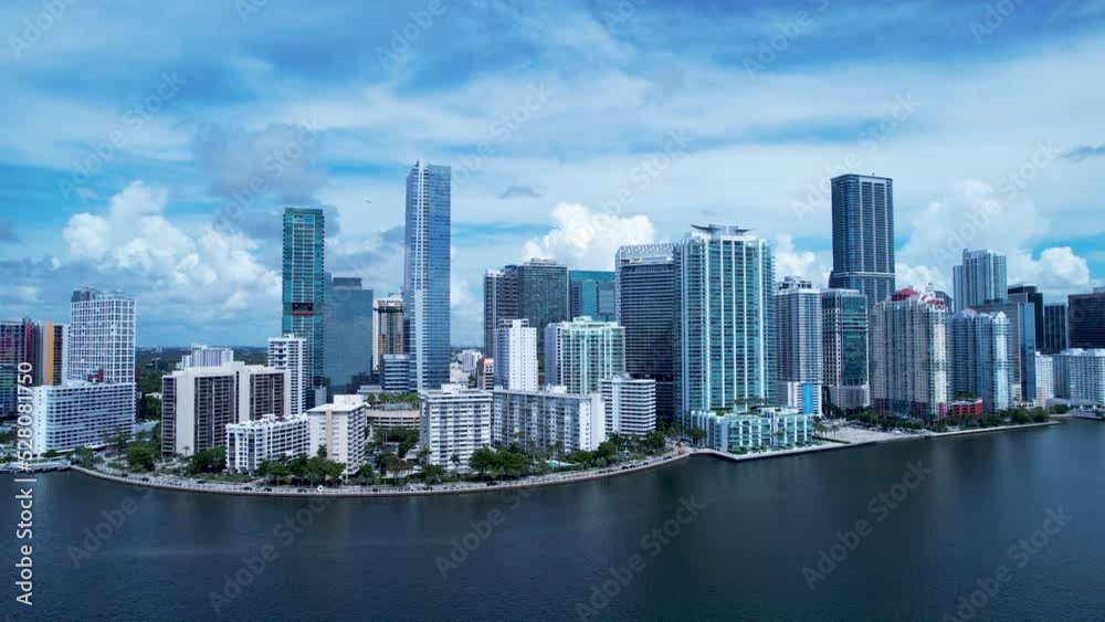 Downtown Miami Florida United States. Aerial view of scenic buildings and traffic at landmark avenues. Miami Florida. Miami United States. Travel destination. Vacation travel.
