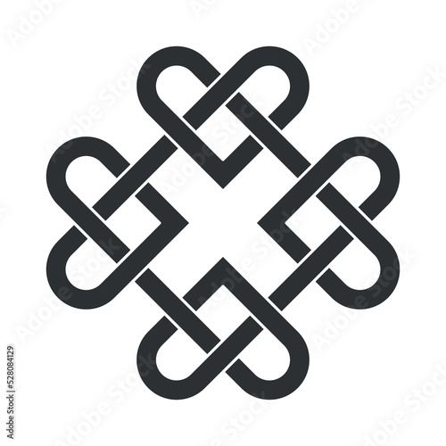 Celtic knot amulet for love. seamless decorative element. Heart knot talisman. Vector illustration 
