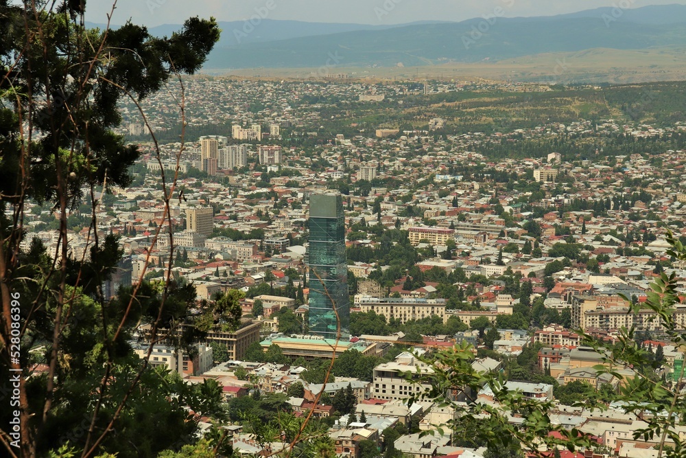 Bird's-eye view of the city buildings of Tbilisi