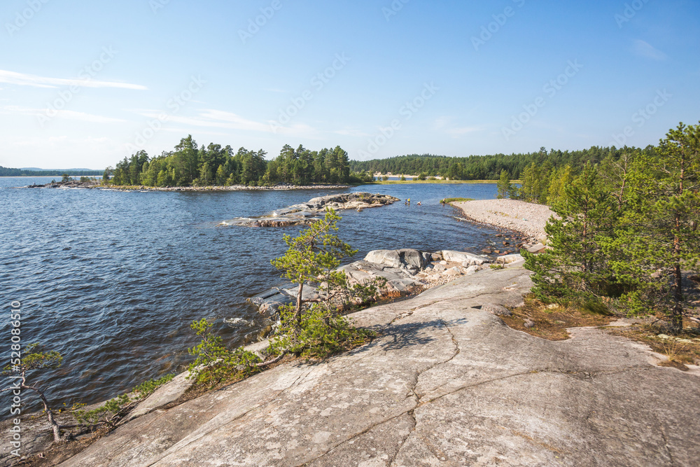 Skerries of Ladoga Lake. Karelia summer landscape, Russia