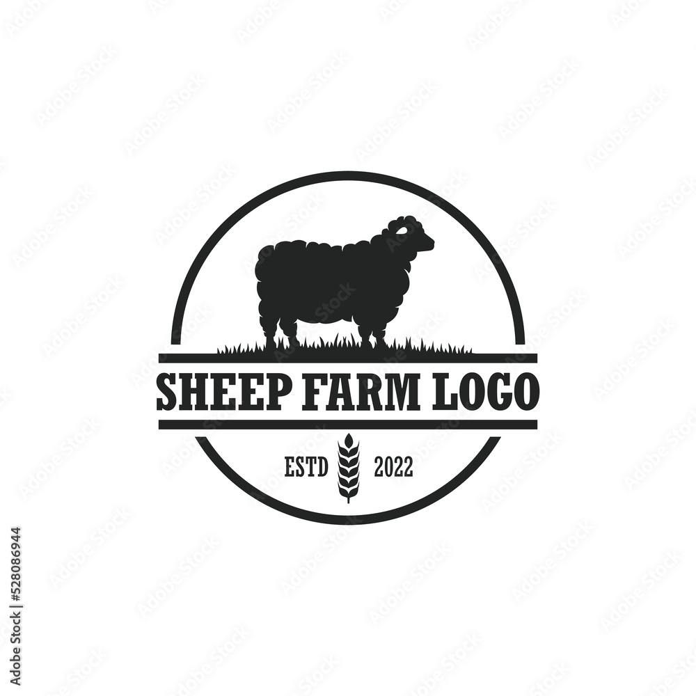 Obraz premium Sheep farm logo vector. Cattle farm logo