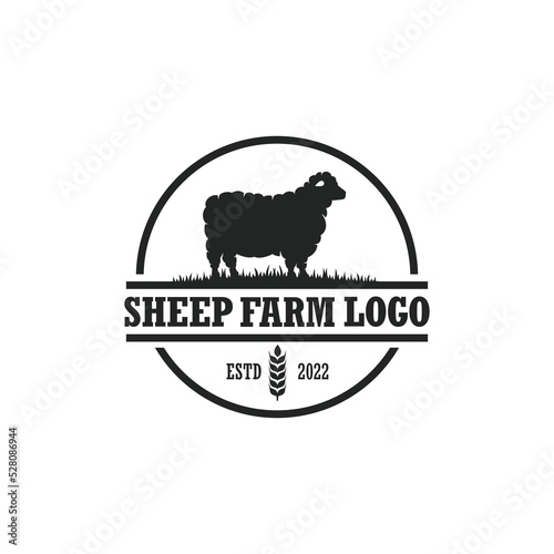 Sheep farm logo vector. Cattle farm logo