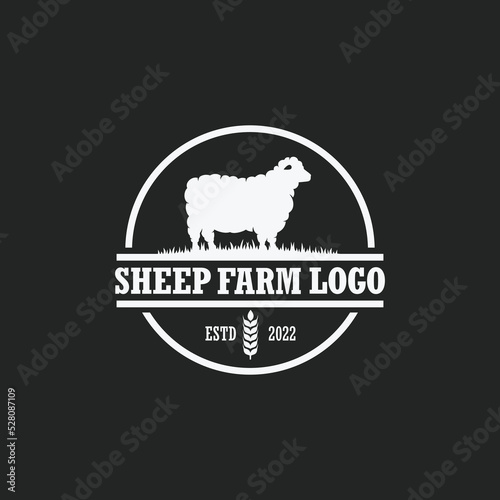 Sheep farm logo vector. Cattle farm logo